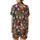 Cat Lovers' Densely Packed Multi-Color Beanie Cat Faces Detailed Knit Pattern Satin Short-Sleeve Pajamas Set - 3