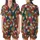Cat Lovers' Densely Packed Multi-Color Beanie Cat Faces Detailed Knit Pattern Satin Short-Sleeve Pajamas Set - 1