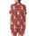 Holiday Cat Lovers' Cheerful Red Fair Isle Kitten Santa Hat Snowflake Reindeer Pattern Satin Short-Sleeve Pajamas Set - 3
