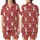 Holiday Cat Lovers' Cheerful Red Fair Isle Kitten Santa Hat Snowflake Reindeer Pattern Satin Short-Sleeve Pajamas Set - 1