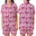 Women's Sweet Pastel Pink Candy Stripe Fuchsia Bows Ribbon & Heart Flat Art Satin Short-Sleeve Pajamas Set - 1