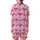 Women's Sweet Pastel Pink Candy Stripe Fuchsia Bows Ribbon & Heart Flat Art Satin Short-Sleeve Pajamas Set - 3