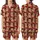 Cat Lovers & Music Fans Excited Photorealistic Ginger Cats Laughing Singing Headphones Red Black Buffalo Plaid Repeat Satin Short-Sleeve Pajamas Set - 1