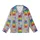 Cat Lovers' Whimsical Rainbow Stacked Cartoon Cats Distressed Paw Print Art Kid Satin Pajamas Set - 2