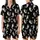 Cat Lover's Cute Pirate Mermaid Cats Pastel Rainbow Nautical Treasure Pattern Black Background Satin Short-Sleeve Pajamas Set - 1