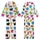 Cat Lovers' Whimsical Hand-Drawn Doodle Abstract Cats Pattern with Vibrant Multi-Color Crayon Style Kid Satin Pajamas Set - 1