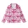 Women's Sweet Pastel Pink Candy Stripe Fuchsia Bows Ribbon & Heart Flat Art Kid Satin Pajamas Set - 2