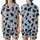 Cat Lovers' Whimsical Black Cat Pastel Blue All-Over Red Hearts Fanged Mouths Yarn Balls Pattern Satin Short-Sleeve Pajamas Set - 1