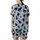 Cat Lovers' Whimsical Black Cat Pastel Blue All-Over Red Hearts Fanged Mouths Yarn Balls Pattern Satin Short-Sleeve Pajamas Set - 3