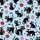 Cat Lovers' Whimsical Black Cat Pastel Blue All-Over Red Hearts Fanged Mouths Yarn Balls Pattern Satin Short-Sleeve Pajamas Set - 4