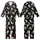 Cat Lover's Cute Pirate Mermaid Cats Pastel Rainbow Nautical Treasure Pattern Black Background Kid Satin Pajamas Set - 1