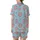Sweet Treat Lovers' Pastel Sky Blue Kawaii Donut & Pink Heart Seamless Pattern with Happy Faces & Sprinkles Satin Short-Sleeve Pajamas Set - 3