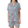 Sweet Treat Lovers' Pastel Sky Blue Kawaii Donut & Pink Heart Seamless Pattern with Happy Faces & Sprinkles Satin Short-Sleeve Pajamas Set - 2
