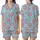 Sweet Treat Lovers' Pastel Sky Blue Kawaii Donut & Pink Heart Seamless Pattern with Happy Faces & Sprinkles Satin Short-Sleeve Pajamas Set - 1