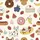 Dog Lovers' Whimsical Dessert Dog & Fruit Pattern, Frenchie Donut, Golden Retriever Cake, Corgi Banana Split on Cream Satin Short-Sleeve Pajamas Set - 4
