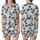 Women's Illustrative White Magnolia Deep Teal Green Leaves Pale Lavender Diagonal Stripe Botanical Pattern Satin Short-Sleeve Pajamas Set - 1