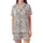 Women's Elegant Hand-Drawn Creamy White Camellia Floral Pastel Pink Diagonal Stripe Sage Green Botanical Satin Short-Sleeve Pajamas Set - 2