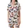 Dachshund Lovers' Whimsical Dachshund Dog Pattern Dressed in Red Pink Blue Plaid Striped Outfits White Background Satin Short-Sleeve Pajamas Set - 2