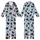 Cat Lovers' Whimsical Black Cat Pastel Blue All-Over Red Hearts Fanged Mouths Yarn Balls Pattern Kid Satin Pajamas Set - 1