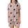 Cute Halloween Lovers' Pastel Pink Whimsical Black Cat Ghost Bat Lavender Orange Star Pattern Satin Short-Sleeve Pajamas Set - 2