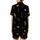 Cat Lovers' Seamless Cosmic Cat Pattern with Stargazing Black & Ginger Felines, Muted Gold Stars on Deep Black Satin Short-Sleeve Pajamas Set - 3