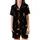 Cat Lovers' Seamless Cosmic Cat Pattern with Stargazing Black & Ginger Felines, Muted Gold Stars on Deep Black Satin Short-Sleeve Pajamas Set - 2