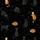 Cat Lovers' Seamless Cosmic Cat Pattern with Stargazing Black & Ginger Felines, Muted Gold Stars on Deep Black Satin Short-Sleeve Pajamas Set - 4