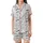 Whimsical Art Fans' Hand-Drawn Black & White Doodle Animal Outline Pattern with Cats, Bunnies, Foxes Satin Short-Sleeve Pajamas Set - 2