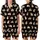 Cat Lovers' Whimsical Cartoon Cats Tan Brown Pink Hearts Black Background Pattern Satin Short-Sleeve Pajamas Set - 1