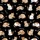 Cat Lovers' Whimsical Cartoon Cats Tan Brown Pink Hearts Black Background Pattern Satin Short-Sleeve Pajamas Set - 4
