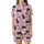 Halloween Cat Lovers' Whimsical Light Pink Black Cat Bright Pink Witch Hat All-Over Pattern with Jack-O'-Lanterns and Ghosts Satin Short-Sleeve Pajamas Set - 2
