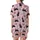 Halloween Cat Lovers' Whimsical Light Pink Black Cat Bright Pink Witch Hat All-Over Pattern with Jack-O'-Lanterns and Ghosts Satin Short-Sleeve Pajamas Set - 3