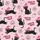 Halloween Cat Lovers' Whimsical Light Pink Black Cat Bright Pink Witch Hat All-Over Pattern with Jack-O'-Lanterns and Ghosts Satin Short-Sleeve Pajamas Set - 4