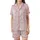 Whimsical Hearts' Charming Hand-Drawn Pastel Pink Scattered Teddy Bear Bunny Whimsical Bow Star Pattern Satin Short-Sleeve Pajamas Set - 2