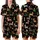 Dog Owners' Cute Cartoon Black Christmas Dog Pattern with Festive Santa Hats & Candy Canes Satin Short-Sleeve Pajamas Set - 1