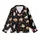 Cat Lovers' Whimsical Cartoon Cats Tan Brown Pink Hearts Black Background Pattern Kid Satin Pajamas Set - 2