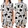 Cat Lover's Whimsical Black Cats Seamless Pattern: Playful Kittens, Butterfly & 'Meow' Text Satin Short-Sleeve Pajamas Set - 1