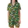 Cat Lovers' Vibrant Emerald Green Flat Graphic Cartoon Cat Faces Festive Santa Elf Hat Antlers Snowflakes Pattern Satin Short-Sleeve Pajamas Set - 2