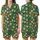 Cat Lovers' Vibrant Emerald Green Flat Graphic Cartoon Cat Faces Festive Santa Elf Hat Antlers Snowflakes Pattern Satin Short-Sleeve Pajamas Set - 1
