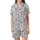 Women's Monochromatic Indigo Blue-Grey Toile Peony & Rose Botanical Satin Short-Sleeve Pajamas Set - 2