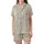 Women's High-Contrast Black Off-White Illustrative Peony Camellia Botanical Ink Sketch Satin Short-Sleeve Pajamas Set - 2