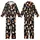Cat Lovers' Illustrative Seamless Pattern: Natural Posing Cats with Tabby Calico Tuxedo Fur on Black Kid Satin Pajamas Set - 3ggjvssn08