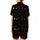 Energetic Style Seekers' High-Contrast Neon Lime Pink Orange Yellow Geometric Circles Stars Pattern Satin Short-Sleeve Pajamas Set - 3