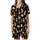 Cat Lovers' Illustrative Seamless Pattern: Natural Posing Cats with Tabby Calico Tuxedo Fur on Black Satin Short-Sleeve Pajamas Set - 2