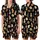 Cat Lovers' Illustrative Seamless Pattern: Natural Posing Cats with Tabby Calico Tuxedo Fur on Black Satin Short-Sleeve Pajamas Set - 1
