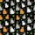 Playful Cat & Cannabis Enthusiasts' Flat Art Cats Orange Sunglasses Green Cannabis Leaves Seamless Black Pattern Kid Satin Pajamas Set - 4