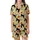 Mischievous Cat Lovers' Pale Yellow Black Cat Red Eyes Orange Skull Jack-o'-Lantern Naive Art Pattern Satin Short-Sleeve Pajamas Set - 2