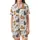 Cat Lovers' Whimsical Cartoon Cats Seamless Pattern with Soft Grey Ginger Orange and Red Hearts on White Satin Short-Sleeve Pajamas Set - 2