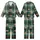 Whimsical Animal Art Lovers' Emerald Green Plaid Pattern with Playful Cartoon Dogs, Foxes, and Gentle Beige 'I'M OK' Hand Motif Kid Satin Pajamas Set - 1