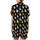 Playful Cat & Cannabis Enthusiasts' Flat Art Cats Orange Sunglasses Green Cannabis Leaves Seamless Black Pattern Satin Short-Sleeve Pajamas Set - 3